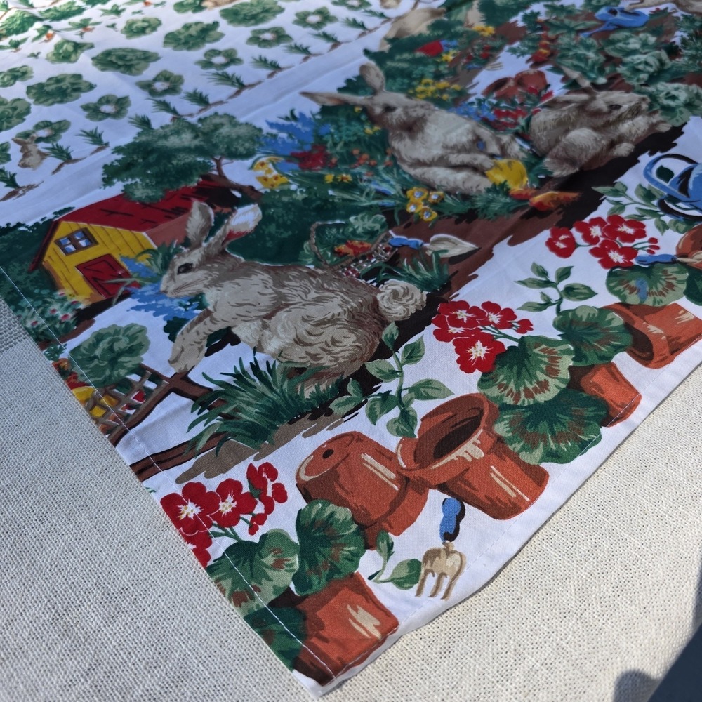 Wilton Court Bunny Garden Easter 51x51 Square Tablecloth Spring‎ Rabbits Floral